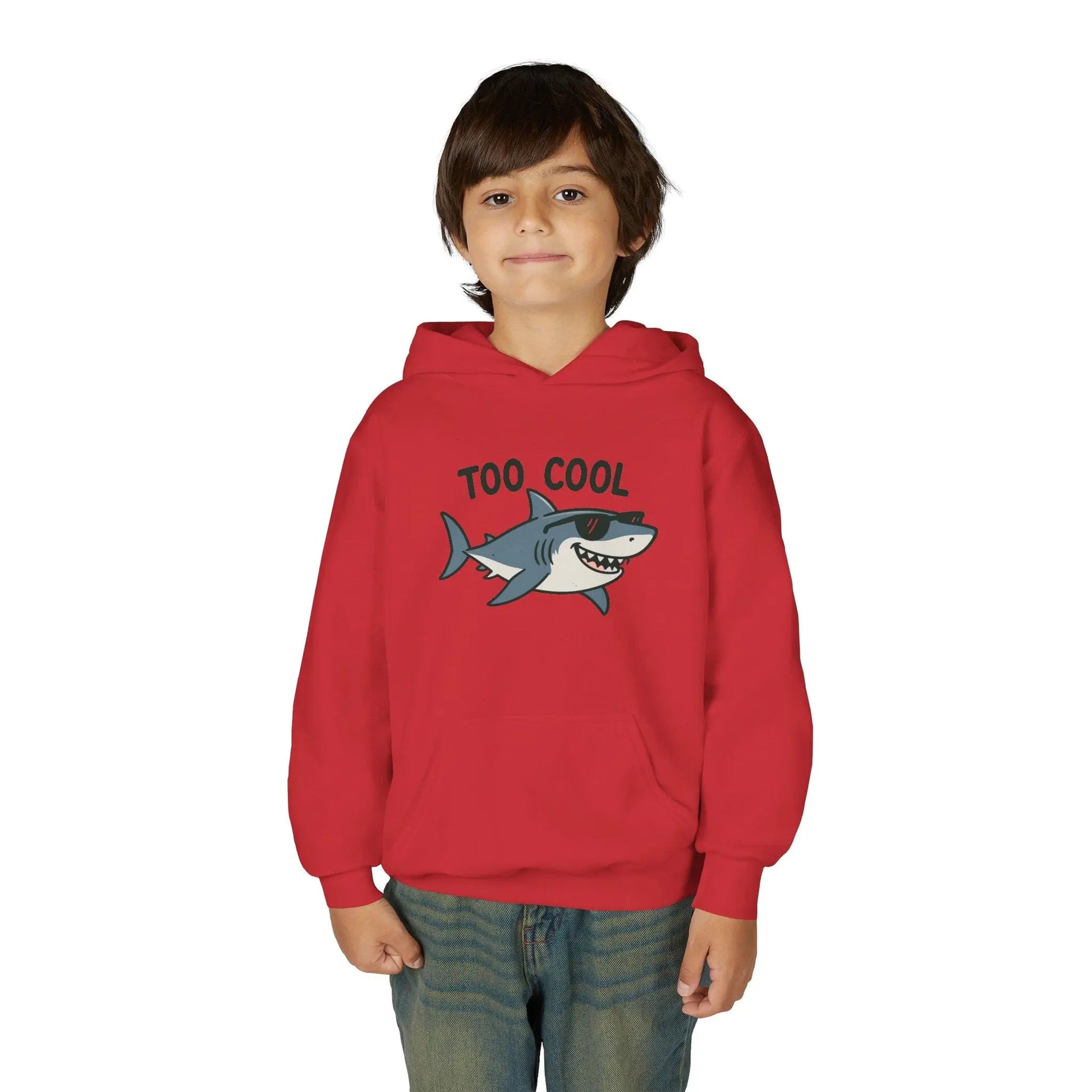 Youth Hoodie - 'Too Cool' Shark Graphic Pullover - FloofChonk