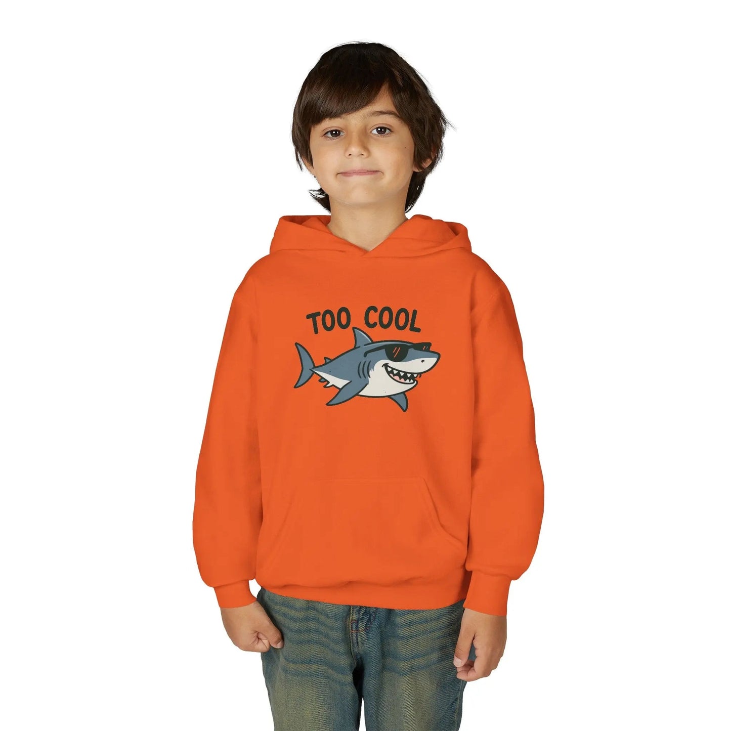 Youth Hoodie - 'Too Cool' Shark Graphic Pullover - FloofChonk