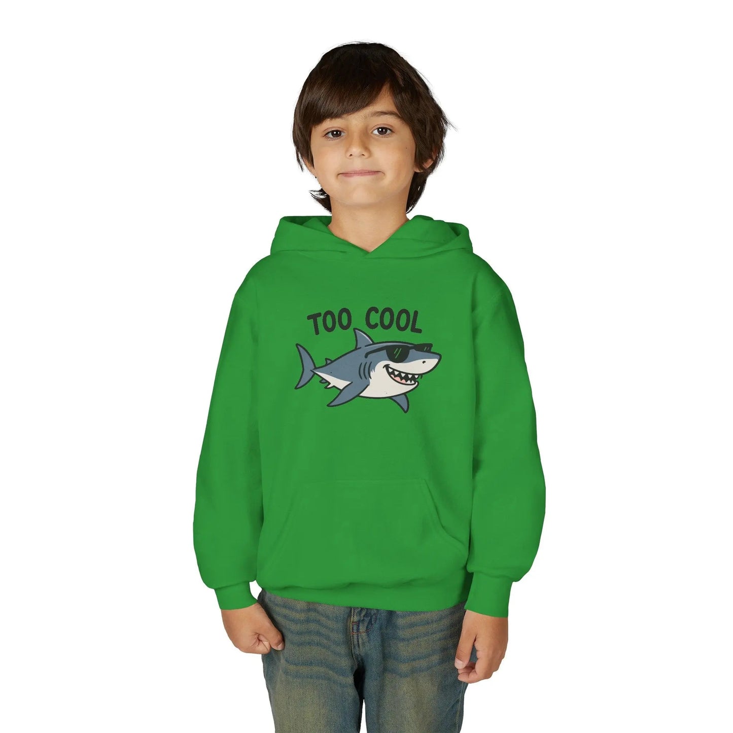 Youth Hoodie - 'Too Cool' Shark Graphic Pullover - FloofChonk