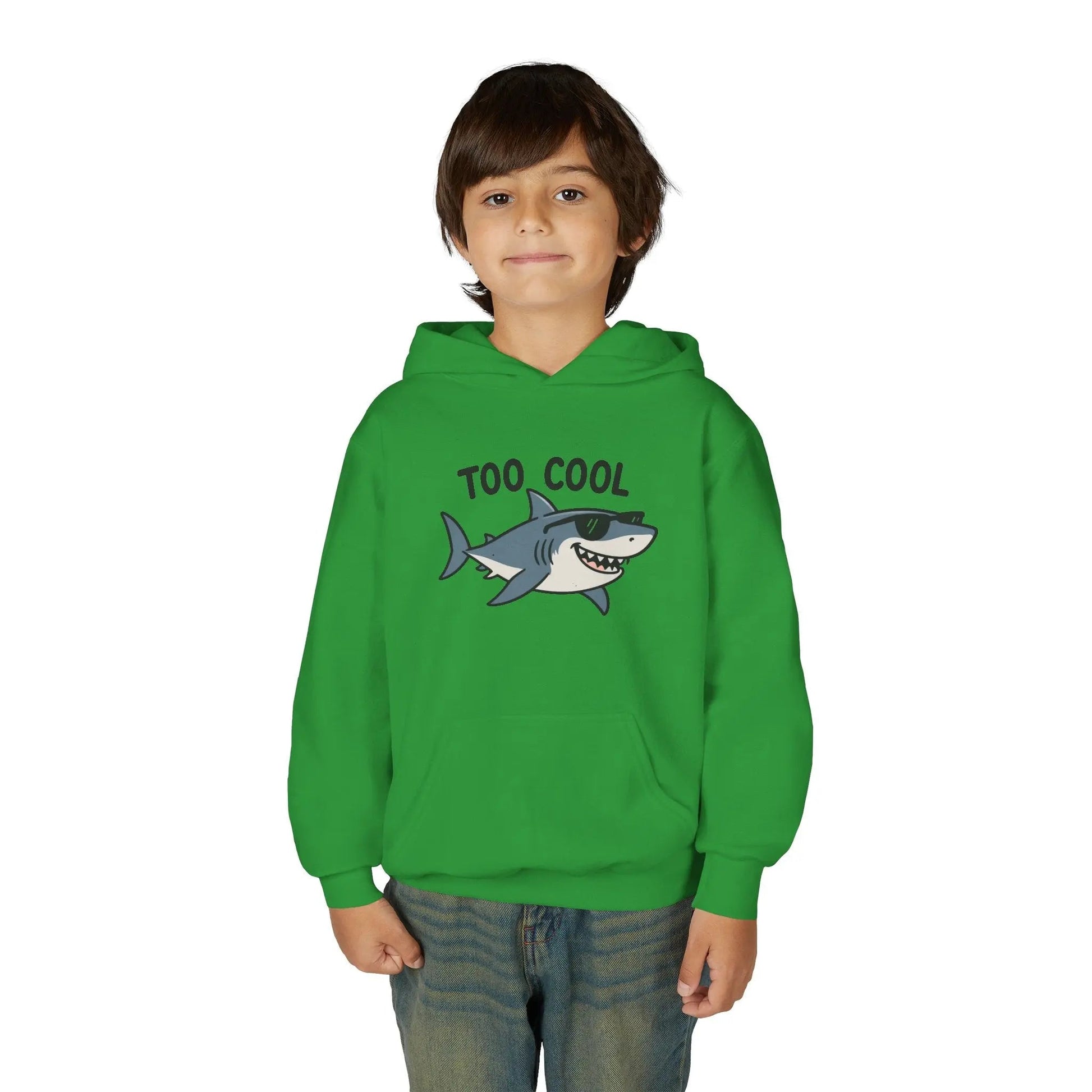 Youth Hoodie - 'Too Cool' Shark Graphic Pullover - FloofChonk