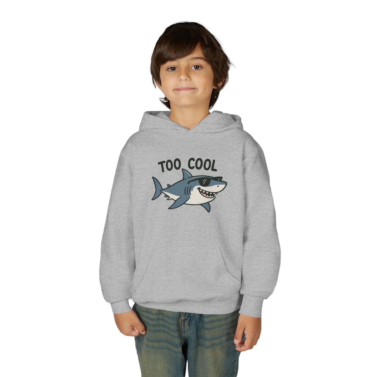 Youth Hoodie - 'Too Cool' Shark Graphic Pullover - FloofChonk