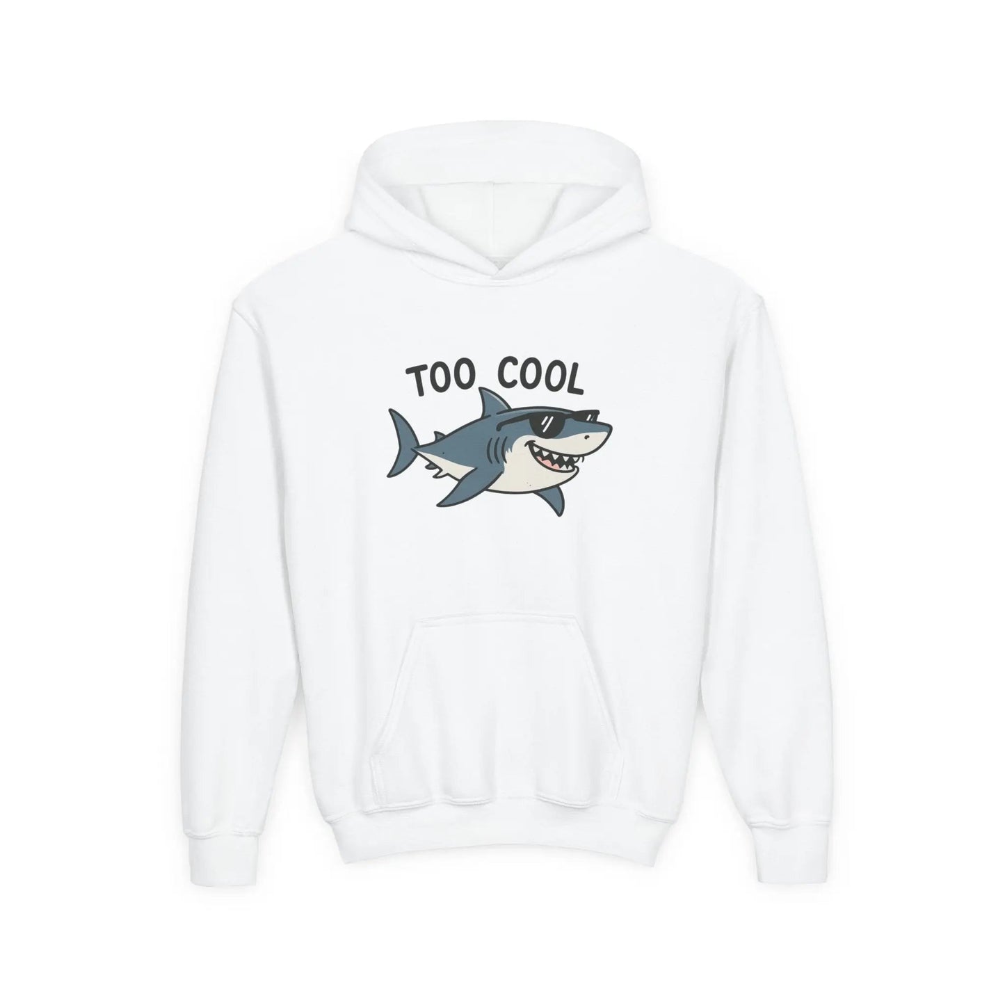 Youth Hoodie - 'Too Cool' Shark Graphic Pullover - FloofChonk