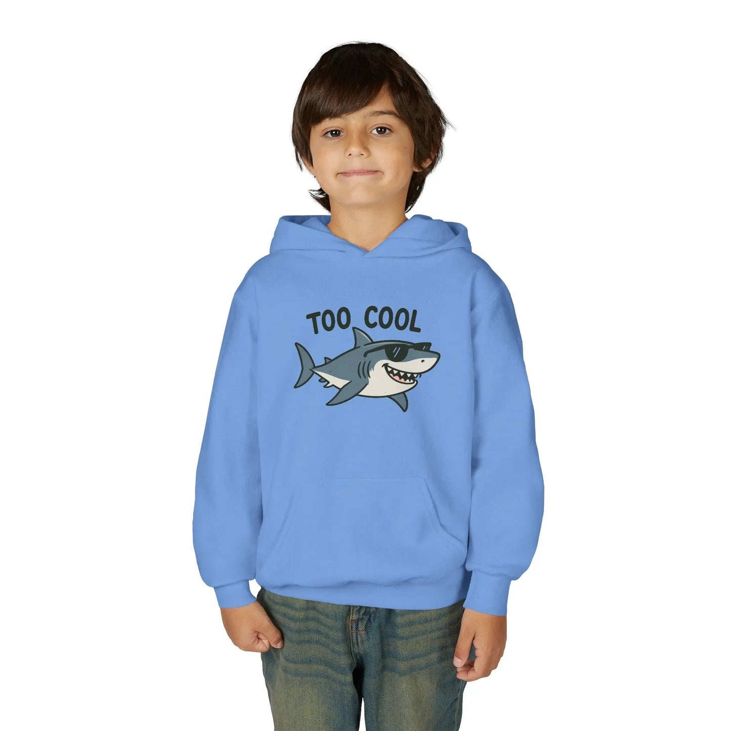 Youth Hoodie - 'Too Cool' Shark Graphic Pullover - FloofChonk